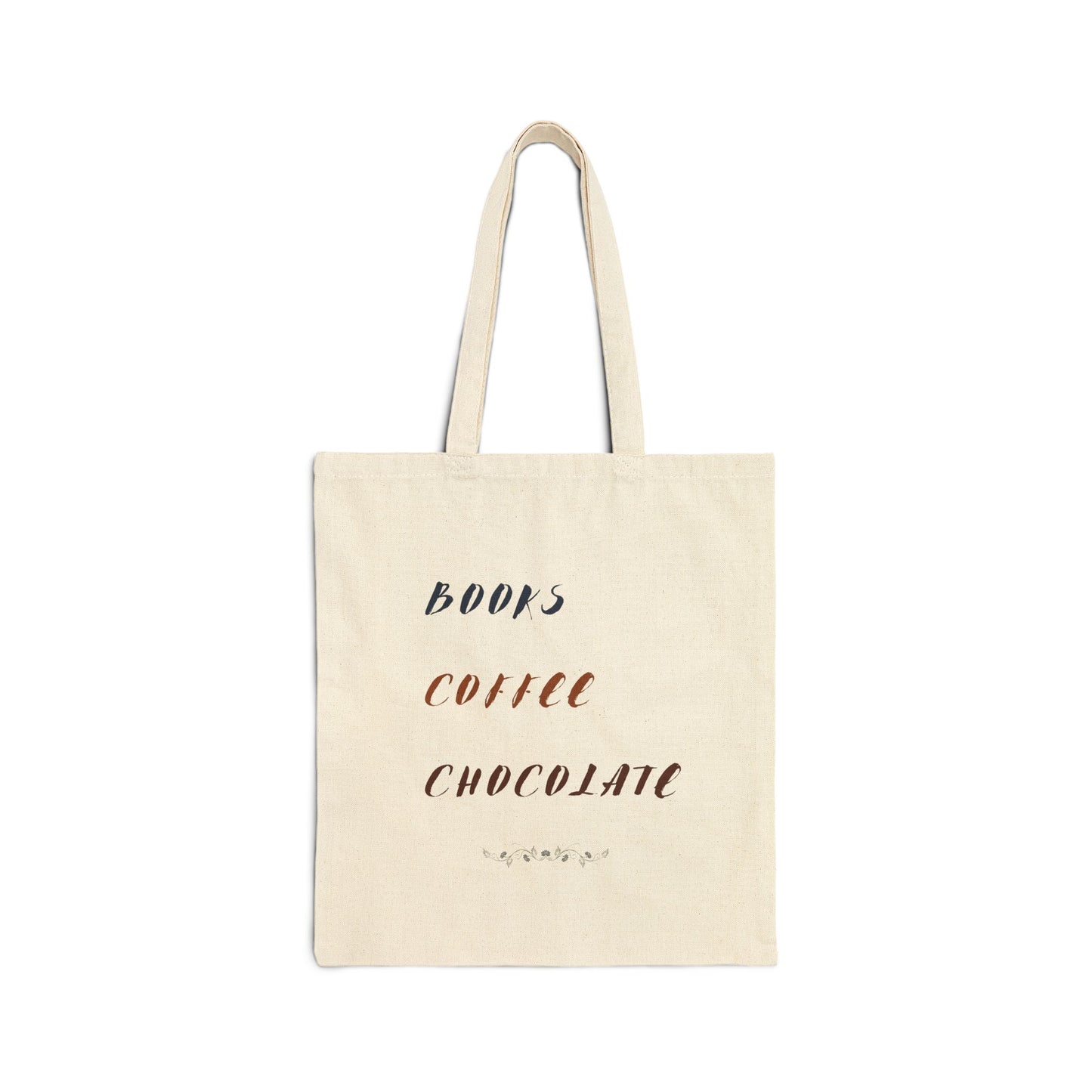 Books. Coffee. Chocolate. Canvas Tote Bag