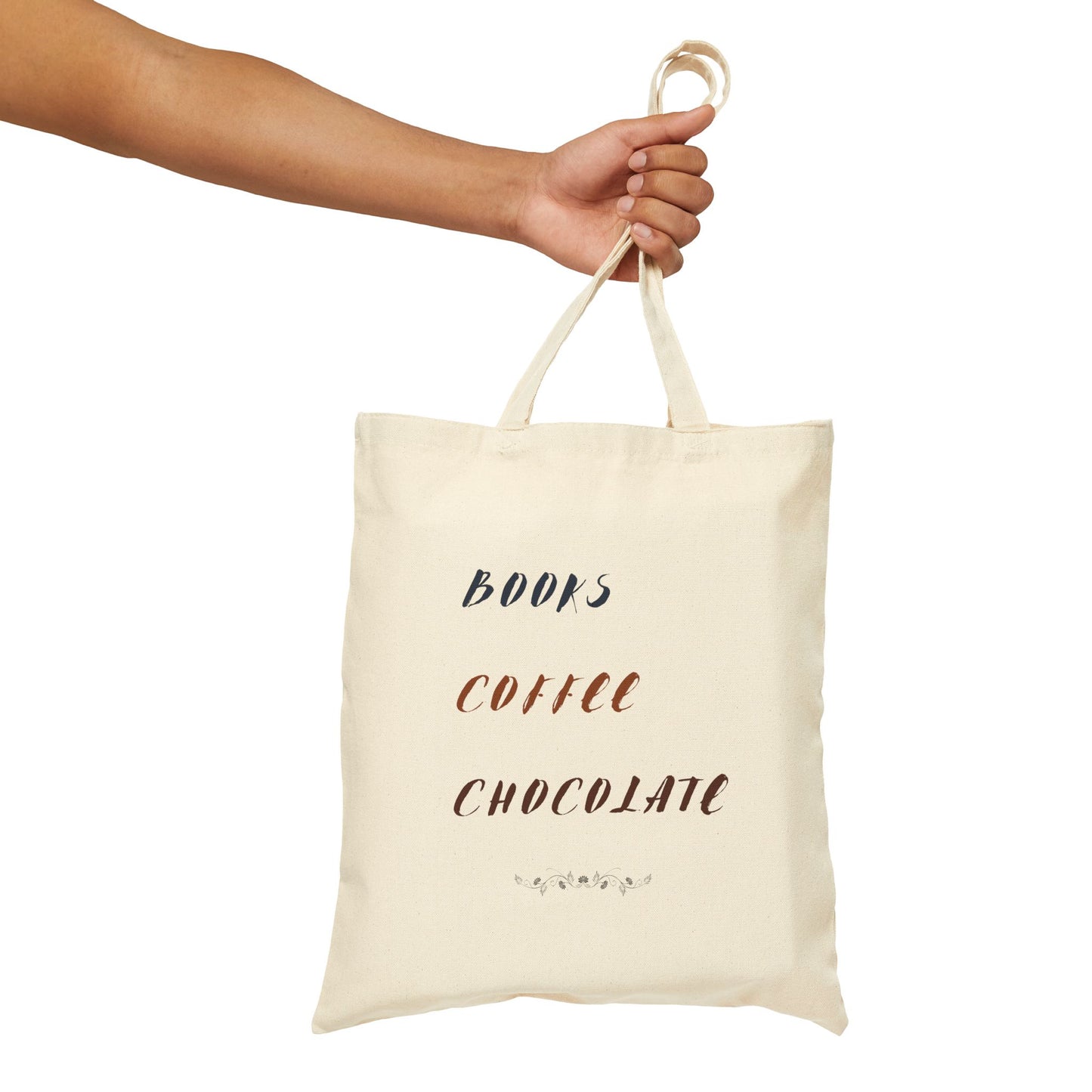 Books. Coffee. Chocolate. Canvas Tote Bag